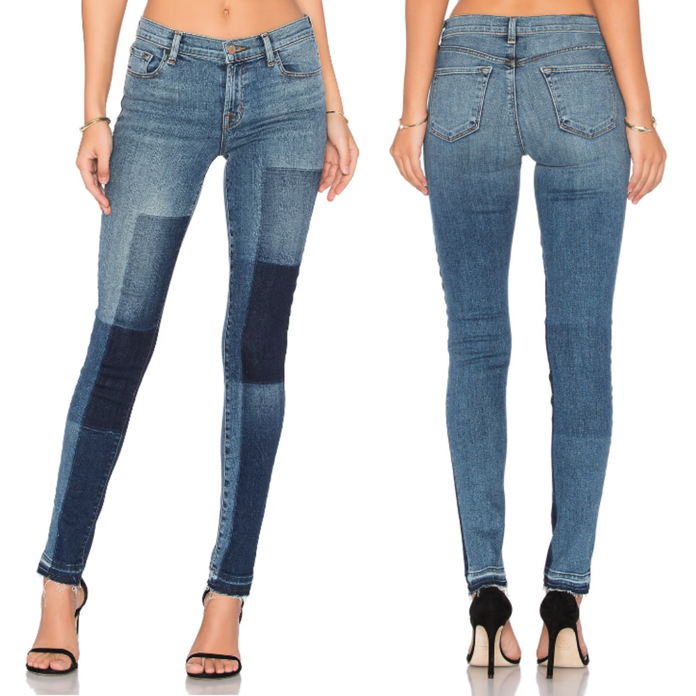 J Brand 811 Mid Rise Skinny Patchwork Denim Jean Reunion Size 27